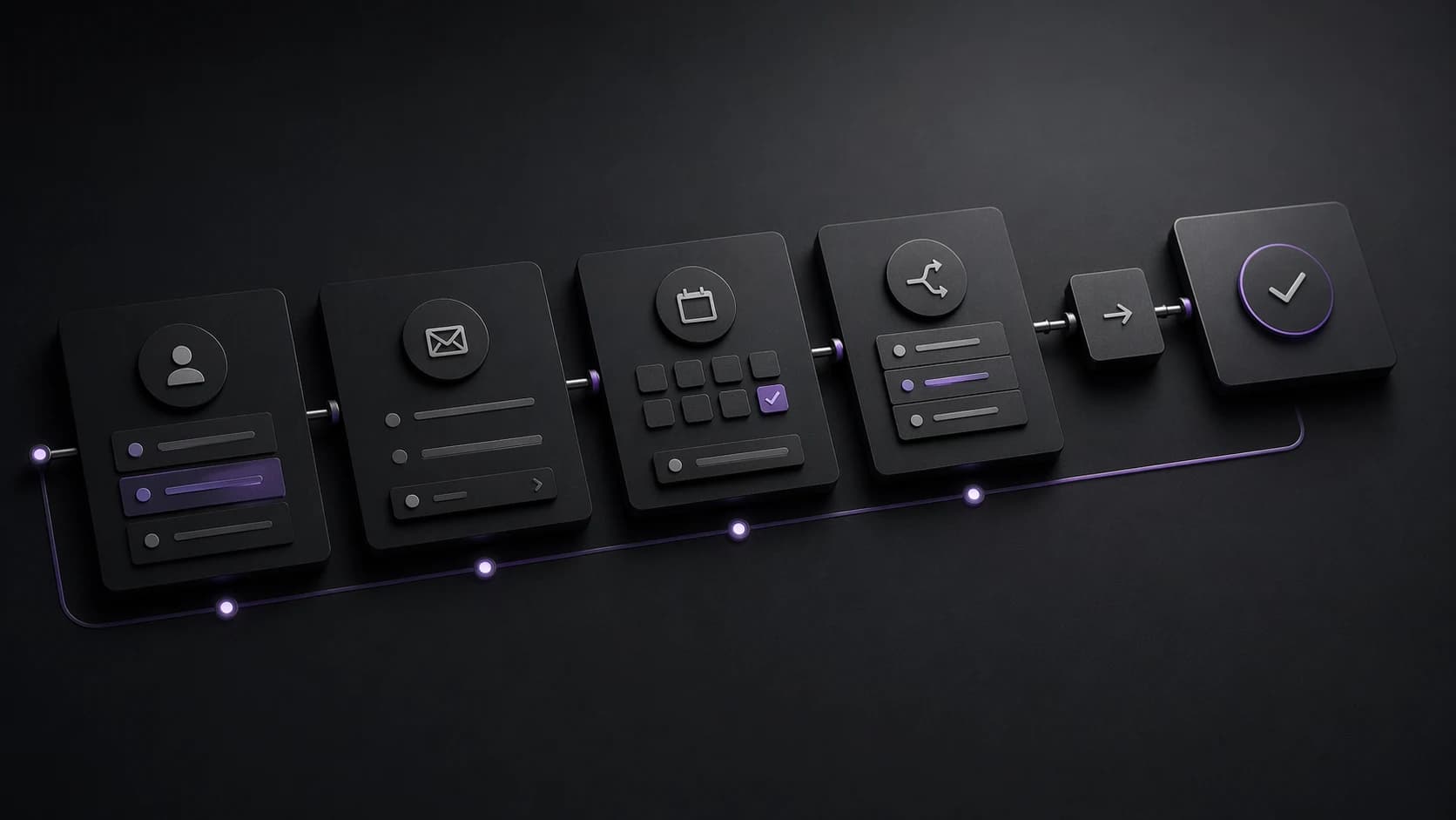 Connected workflow modules showing a streamlined service journey